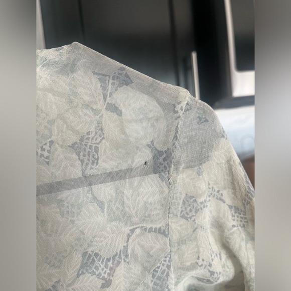 Vintage Sheer Maxi Dress Cottage Floral Green Small Sundress Short Sleeve - Picture 10 of 12